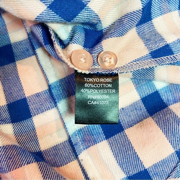 Matix blue tan plaid flannel button up women's shirt S - Picture 8 of 11